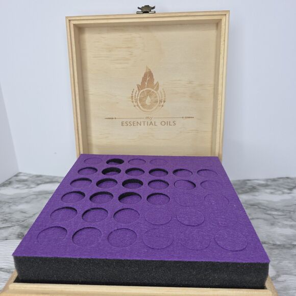 Wooden Essential Oil Box 36 Grid Storage Case Organizer Foam Pad Bottle Labels - Picture 3 of 10